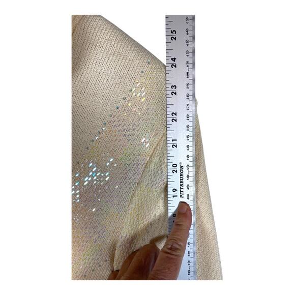 St John Evening Knit Cream Multi Shimmer Jacket Zip Front Skirt Suit Size 10 12 - Picture 8 of 16